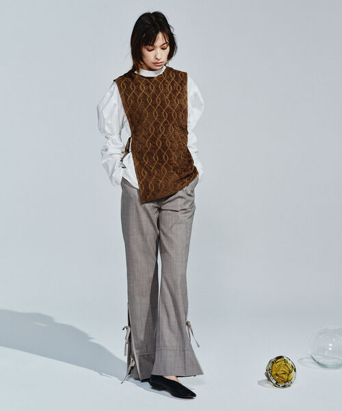 Ray BEAMS（レイビームス）の「RBS / サイド ヘム リボン パンツ（その他パンツ・レディース・ブラック/ベージュ・1/0）」の5枚目の写真