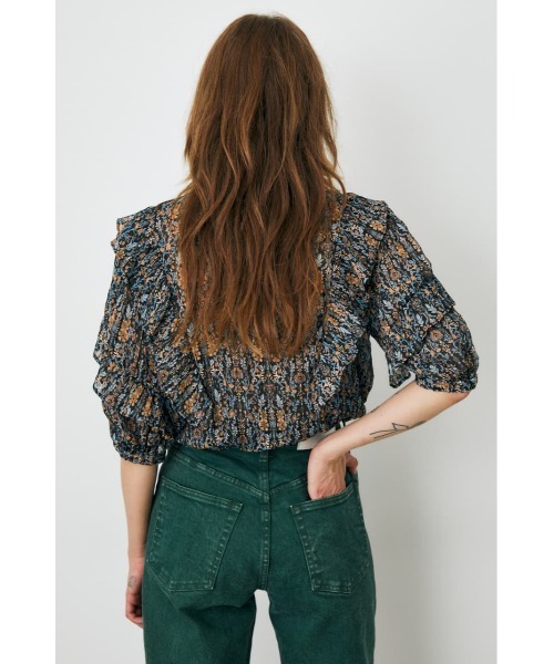 moussy - MOUSSY新作☆ SHEER FLOWER RUFFLE ブラウス☆ブラック MOUSSY（マウジー）の「SHEER FLOWER RUFFLE ブラウス（シャツ