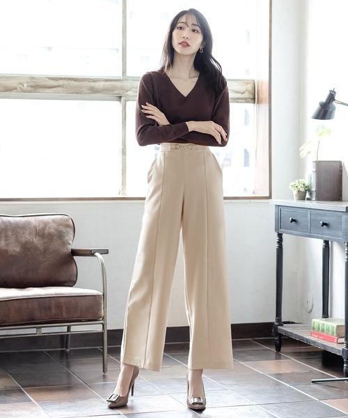 Julia Boutique（ジュリアブティック）の「ビット付きセンターシームストレートパンツ/21508（その他パンツ・レディース・ブラック/ベージュ/ライトベージュ/グリーン系・ONE）」の11枚目の写真