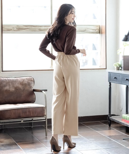 Julia Boutique（ジュリアブティック）の「ビット付きセンターシームストレートパンツ/21508（その他パンツ・レディース・ブラック/ベージュ/ライトベージュ/グリーン系・ONE）」の7枚目の写真