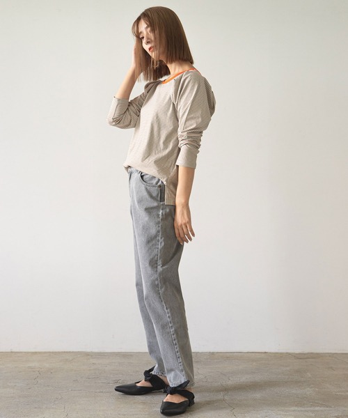 rectangle（レクタングル）の「タックスリーブボーダートップス（Tシャツ/カットソー・レディース・カーキ/サックスブルー/ミント・FREE）」の15枚目の写真