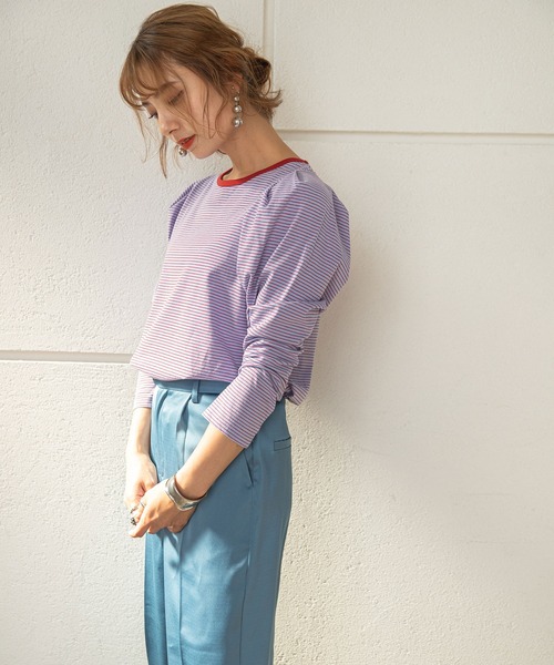 rectangle（レクタングル）の「タックスリーブボーダートップス（Tシャツ/カットソー・レディース・カーキ/サックスブルー/ミント・FREE）」の20枚目の写真