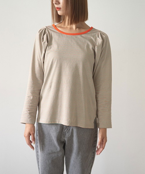 rectangle（レクタングル）の「タックスリーブボーダートップス（Tシャツ/カットソー・レディース・カーキ/サックスブルー/ミント・FREE）」の14枚目の写真