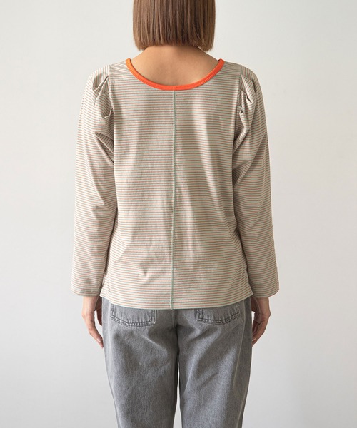 rectangle（レクタングル）の「タックスリーブボーダートップス（Tシャツ/カットソー・レディース・カーキ/サックスブルー/ミント・FREE）」の7枚目の写真