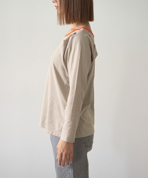 rectangle（レクタングル）の「タックスリーブボーダートップス（Tシャツ/カットソー・レディース・カーキ/サックスブルー/ミント・FREE）」の16枚目の写真