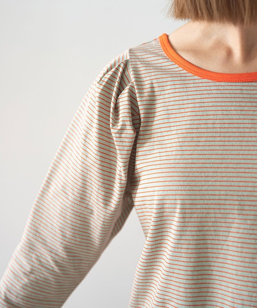 rectangle（レクタングル）の「タックスリーブボーダートップス（Tシャツ/カットソー・レディース・カーキ/サックスブルー/ミント・FREE）」の5枚目の写真