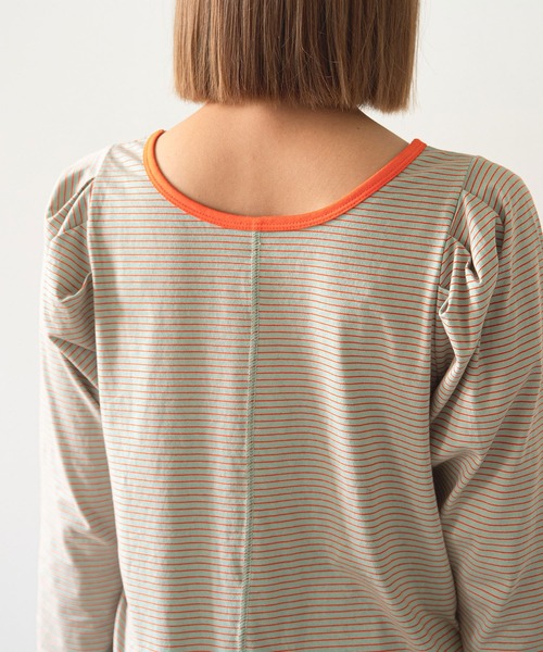 rectangle（レクタングル）の「タックスリーブボーダートップス（Tシャツ/カットソー・レディース・カーキ/サックスブルー/ミント・FREE）」の12枚目の写真