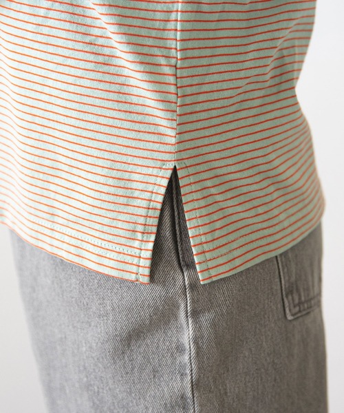 rectangle（レクタングル）の「タックスリーブボーダートップス（Tシャツ/カットソー・レディース・カーキ/サックスブルー/ミント・FREE）」の10枚目の写真