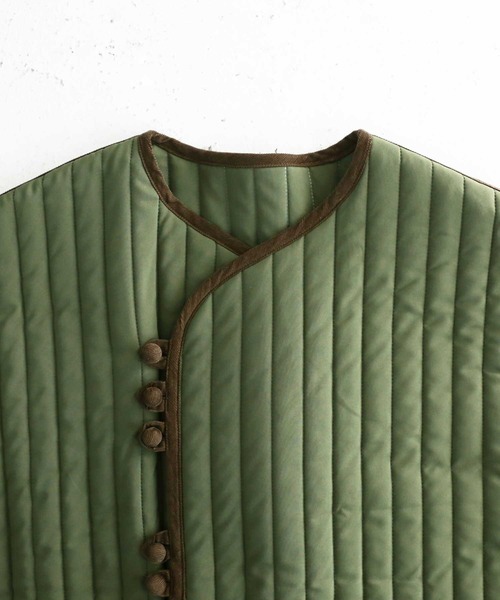 antiqua（アンティカ）の「キルティングショートジャケット（ミリタリージャケット・メンズ・カーキ/ブラック・FREE）」の12枚目の写真