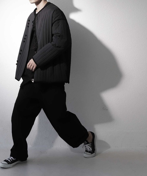 antiqua（アンティカ）の「キルティングショートジャケット（ミリタリージャケット・メンズ・カーキ/ブラック・FREE）」の10枚目の写真