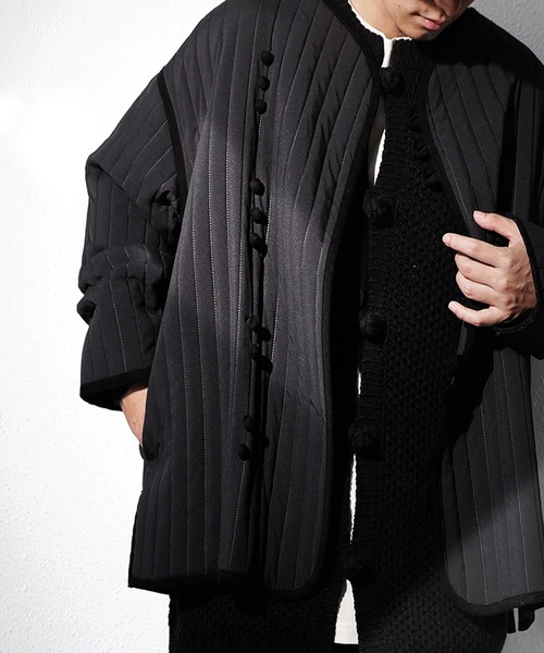 antiqua（アンティカ）の「キルティングショートジャケット（ミリタリージャケット・メンズ・カーキ/ブラック・FREE）」の3枚目の写真