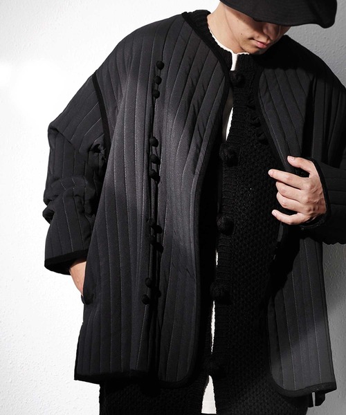 antiqua（アンティカ）の「キルティングショートジャケット（ミリタリージャケット・メンズ・カーキ/ブラック・FREE）」の4枚目の写真