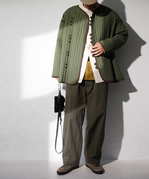 antiqua（アンティカ）の「キルティングショートジャケット（ミリタリージャケット・メンズ・カーキ/ブラック・FREE）」の8枚目の写真