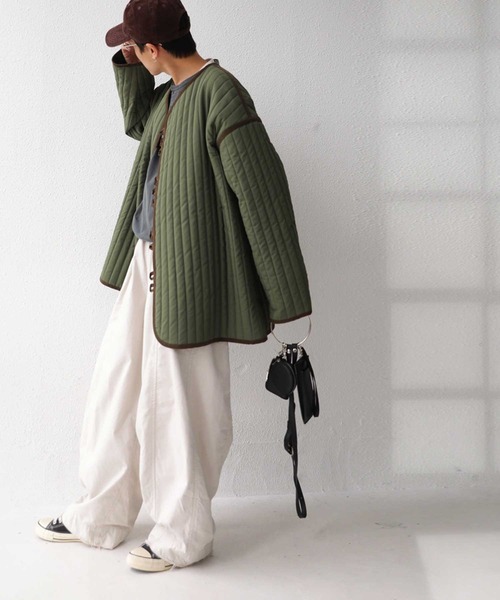 antiqua（アンティカ）の「キルティングショートジャケット（ミリタリージャケット・メンズ・カーキ/ブラック・FREE）」の22枚目の写真