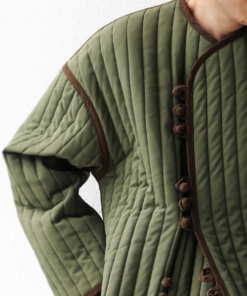 antiqua（アンティカ）の「キルティングショートジャケット（ミリタリージャケット・メンズ・カーキ/ブラック・FREE）」の15枚目の写真