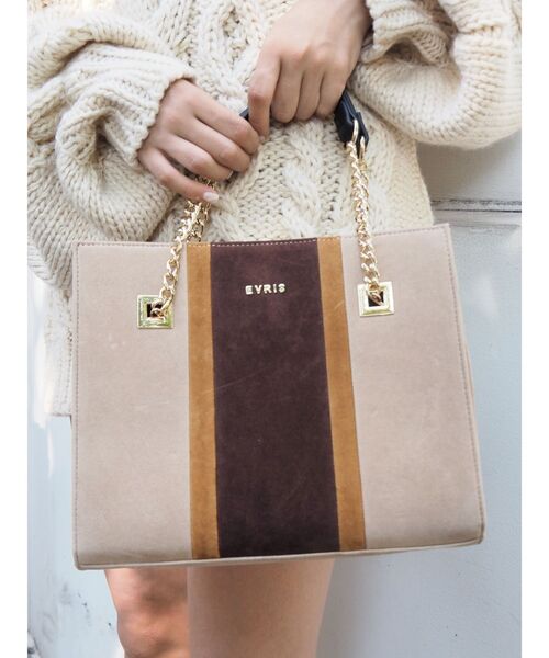 EVRIS（エヴリス）の「ブロッキングフェイクスウェードショルダーバッグ（ショルダーバッグ・レディース・ブラック/ベージュ/パープル・FREE）」の3枚目の写真