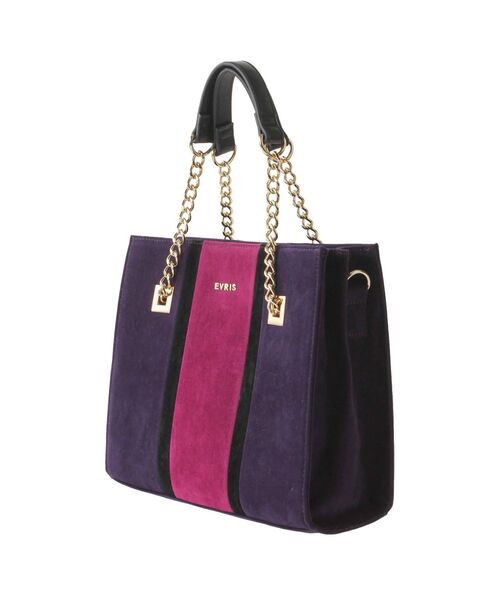 EVRIS（エヴリス）の「ブロッキングフェイクスウェードショルダーバッグ（ショルダーバッグ・レディース・ブラック/ベージュ/パープル・FREE）」の7枚目の写真