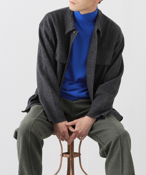 417 EDIFICE（フォーワンセブンエディフィス）の「◆ウールジャージ―ポケットシャツ（ミリタリージャケット・メンズ・ブラック/グレー/ブラウン系その他・MEDIUM/LARGE/SMALL）」の2枚目の写真