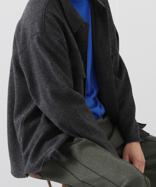 417 EDIFICE（フォーワンセブンエディフィス）の「◆ウールジャージ―ポケットシャツ（ミリタリージャケット・メンズ・ブラック/グレー/ブラウン系その他・MEDIUM/LARGE/SMALL）」の10枚目の写真