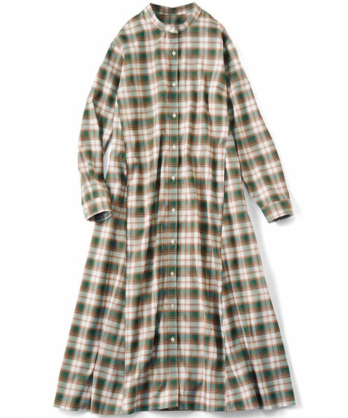 Live in comfort（リブインコンフォート）の「リブ　イン　コンフォート　たっぷり感が素敵なきれいめチェック柄シャツワンピース（シャツワンピース・レディース・オレンジ系その他/ブルーグレー/ホワイト×グリーン/ブラック系その他・SMALL/MEDIUM/LARGE/X-LARGE/XX-LARGE/NM/XXX-LARGE）」の11枚目の写真