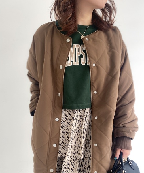 archives（アルシーヴ）の「中綿キルトパイピングロングコート（その他アウター・レディース・ベージュ/ブラウン/アイボリー・MEDIUM）」の3枚目の写真