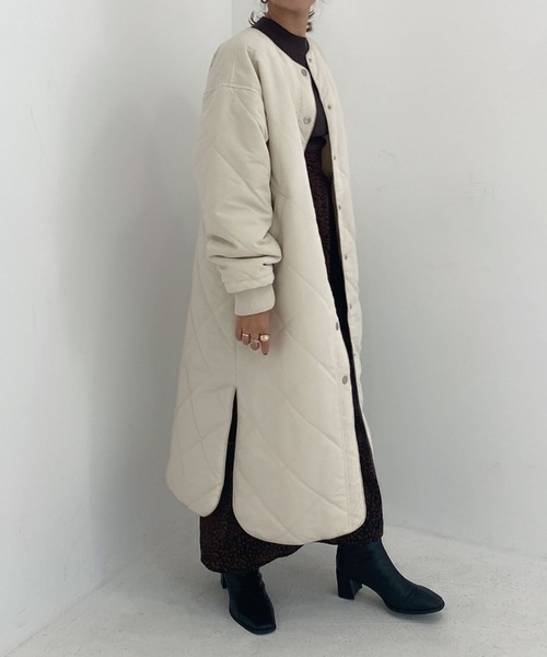 archives（アルシーヴ）の「中綿キルトパイピングロングコート（その他アウター・レディース・ベージュ/ブラウン/アイボリー・MEDIUM）」の7枚目の写真