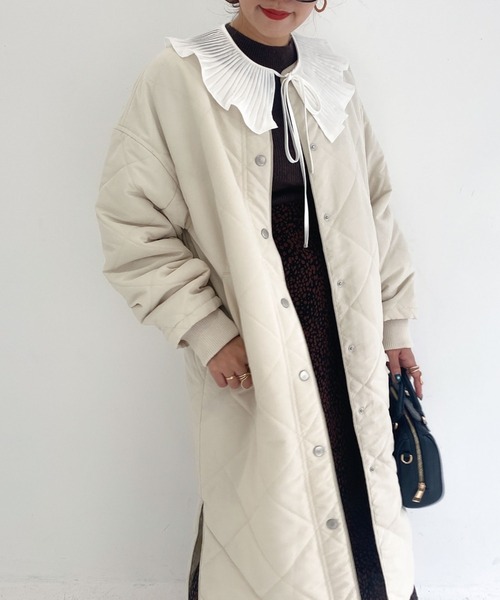 archives（アルシーヴ）の「中綿キルトパイピングロングコート（その他アウター・レディース・ベージュ/ブラウン/アイボリー・MEDIUM）」の8枚目の写真