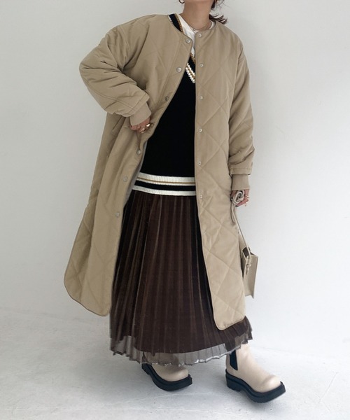 archives（アルシーヴ）の「中綿キルトパイピングロングコート（その他アウター・レディース・ベージュ/ブラウン/アイボリー・MEDIUM）」の17枚目の写真