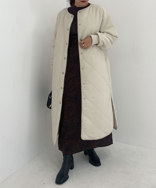 archives（アルシーヴ）の「中綿キルトパイピングロングコート（その他アウター・レディース・ベージュ/ブラウン/アイボリー・MEDIUM）」の6枚目の写真