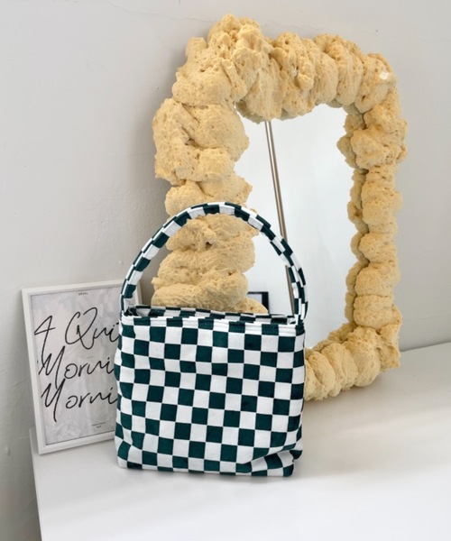 Didot.showroom（ディドット ショールーム）の「checker mini bag（トートバッグ・レディース・ブラック/グリーン・FREE）」の2枚目の写真