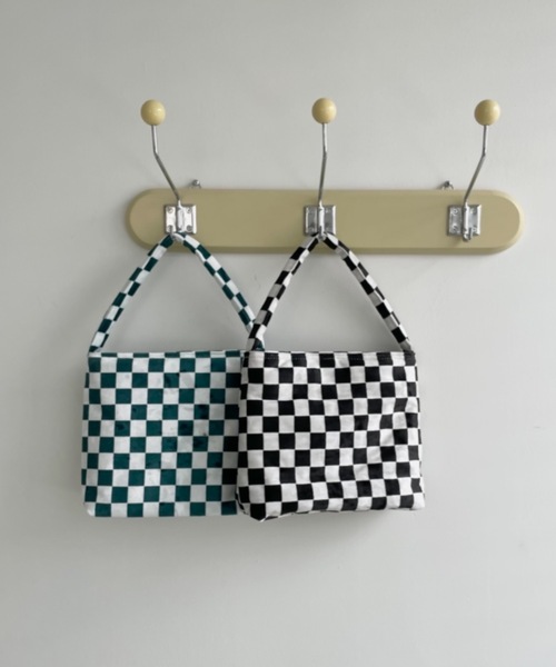 Didot.showroom（ディドット ショールーム）の「checker mini bag（トートバッグ・レディース・ブラック/グリーン・FREE）」の5枚目の写真