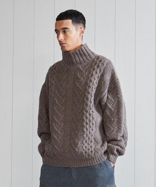H　BEAUTY&YOUTH UNITED ARROWS（エイチビューティーアンドユースユナイテッドアローズ）の「＜Ｈ＞FISHERMAN’S TURTLE NECK PULLOVER/ニット（ニット/セーター・メンズ・ブラウン/ダークグレー・S/M/L）」の8枚目の写真