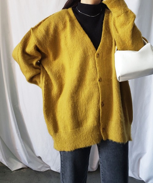 me+em select(ミームセレクト)の「※※【 新色追加!/7色展開 】モヘアライクルーズVネックニットカーディガン(カーディガン/ボレロ・レディース・ブラック/パープル/イエロー/ブルー/グレー/アイボリー/ピンク・FREE)」の22枚目の写真