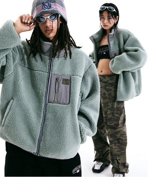 SCULPTOR(スカルプター)の「COMFY SHERPA JACKET/コンフィーシェルパジャケット(ブルゾン・レディース・ブラック/アイボリー/セージグリーン/ライトブルー・MEDIUM/LARGE/X-LARGE)」の3枚目の写真