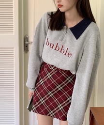 "bubble" ロゴハーフジップスウェット