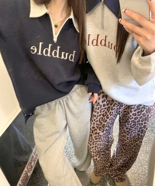 MANGROVE(マングローブ)の「"bubble" ロゴハーフジップスウェット(Tシャツ/カットソー・レディース・ネイビー/グレー/ピンク・FREE)」の10枚目の写真