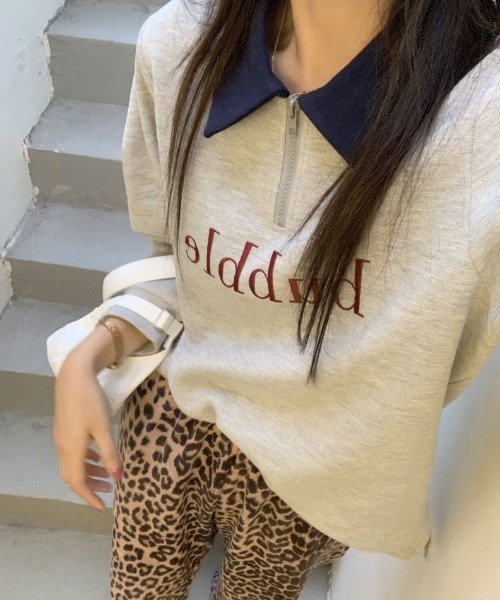 MANGROVE(マングローブ)の「"bubble" ロゴハーフジップスウェット(Tシャツ/カットソー・レディース・ネイビー/グレー/ピンク・FREE)」の13枚目の写真