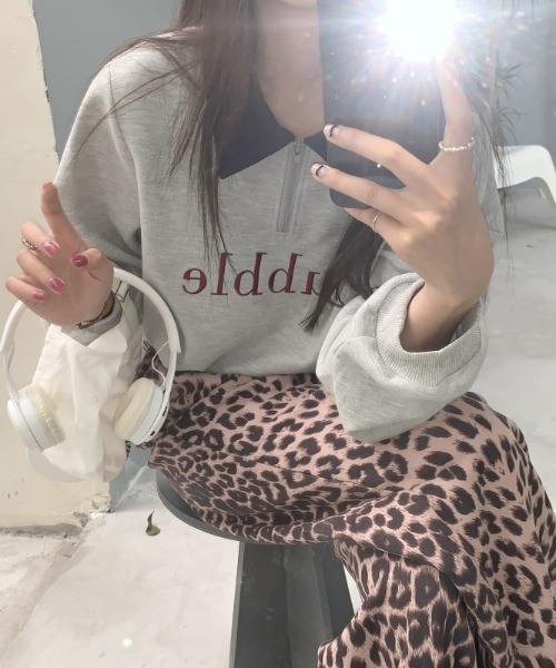 MANGROVE(マングローブ)の「"bubble" ロゴハーフジップスウェット(Tシャツ/カットソー・レディース・ネイビー/グレー/ピンク・FREE)」の4枚目の写真