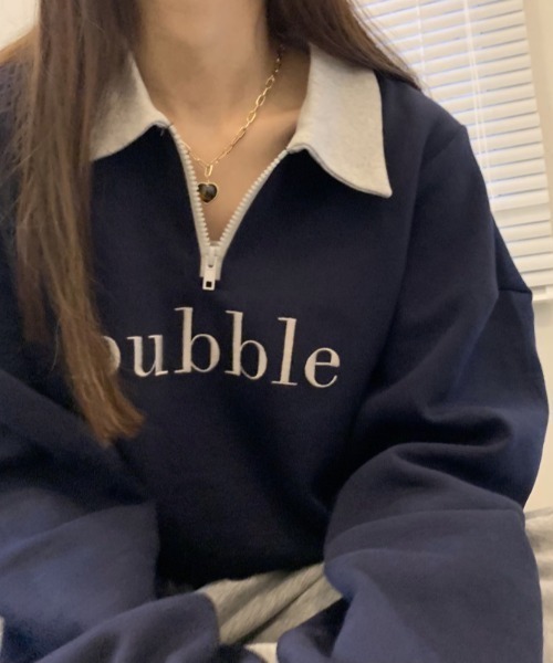 MANGROVE(マングローブ)の「"bubble" ロゴハーフジップスウェット(Tシャツ/カットソー・レディース・ネイビー/グレー/ピンク・FREE)」の17枚目の写真