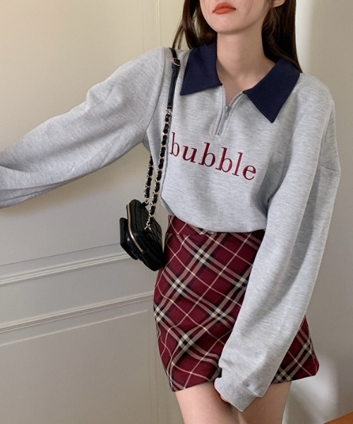 MANGROVE(マングローブ)の「"bubble" ロゴハーフジップスウェット(Tシャツ/カットソー・レディース・ネイビー/グレー/ピンク・FREE)」の21枚目の写真