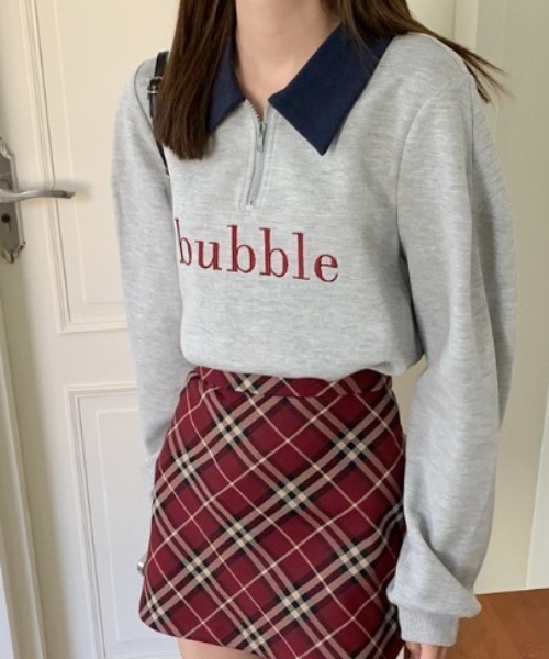 MANGROVE(マングローブ)の「"bubble" ロゴハーフジップスウェット(Tシャツ/カットソー・レディース・ネイビー/グレー/ピンク・FREE)」の19枚目の写真