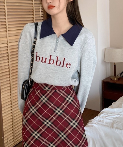 MANGROVE(マングローブ)の「"bubble" ロゴハーフジップスウェット(Tシャツ/カットソー・レディース・ネイビー/グレー/ピンク・FREE)」の18枚目の写真