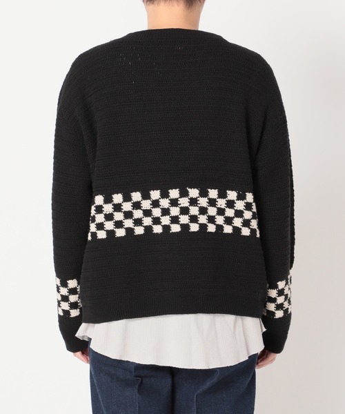 JOURNAL STANDARD relume（ジャーナルスタンダード　レリューム）の「CALIFORNIA クロシェアミ Vネックニット "CHECKER"（ニット/セーター・メンズ・ブラック/ベージュ/オレンジ・M/L）」の12枚目の写真