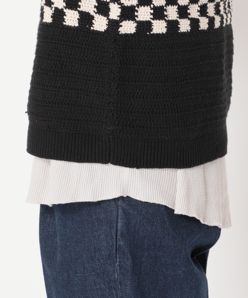 JOURNAL STANDARD relume（ジャーナルスタンダード　レリューム）の「CALIFORNIA クロシェアミ Vネックニット "CHECKER"（ニット/セーター・メンズ・ブラック/ベージュ/オレンジ・M/L）」の8枚目の写真