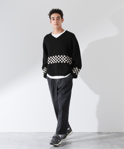 JOURNAL STANDARD relume（ジャーナルスタンダード　レリューム）の「CALIFORNIA クロシェアミ Vネックニット "CHECKER"（ニット/セーター・メンズ・ブラック/ベージュ/オレンジ・M/L）」の10枚目の写真