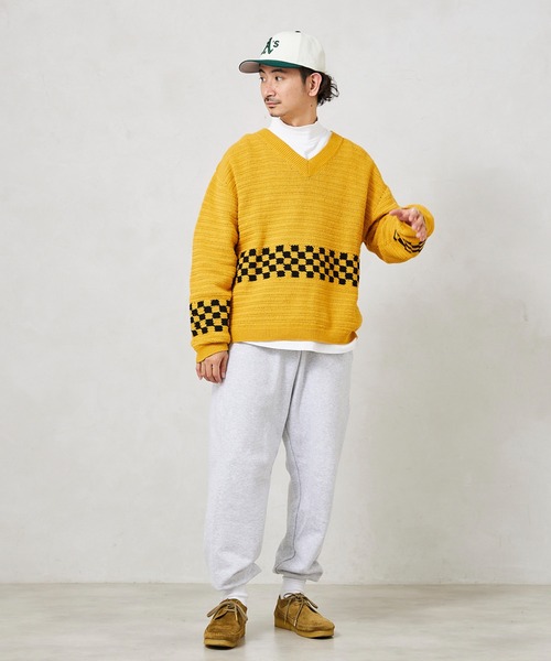 JOURNAL STANDARD relume（ジャーナルスタンダード　レリューム）の「CALIFORNIA クロシェアミ Vネックニット "CHECKER"（ニット/セーター・メンズ・ブラック/ベージュ/オレンジ・M/L）」の17枚目の写真