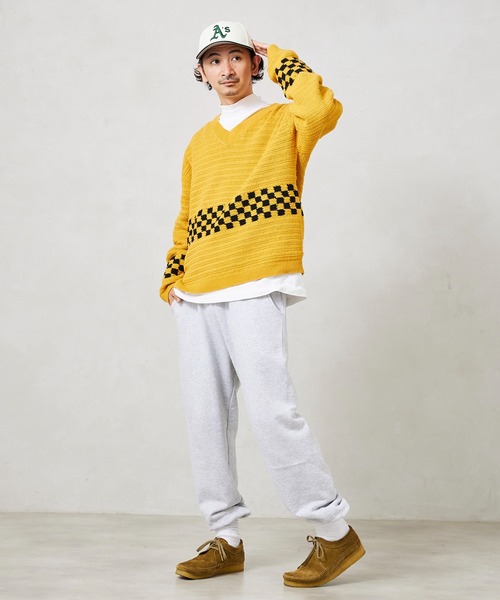 JOURNAL STANDARD relume（ジャーナルスタンダード　レリューム）の「CALIFORNIA クロシェアミ Vネックニット "CHECKER"（ニット/セーター・メンズ・ブラック/ベージュ/オレンジ・M/L）」の18枚目の写真