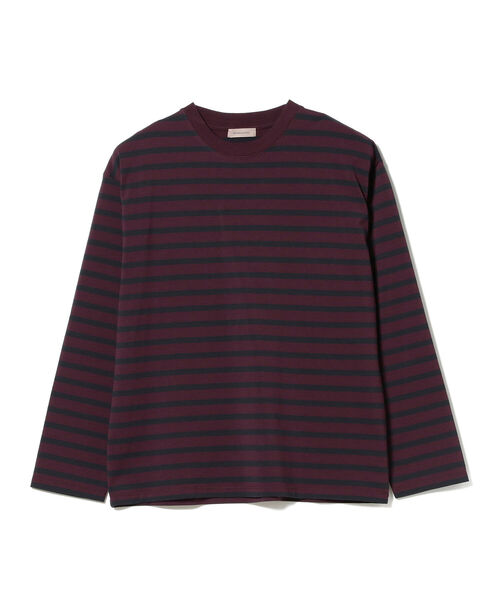 BEAMS LIGHTS（ビームスライツ）の「BEAMS LIGHTS / ギザコットン スプレンダーツイスト ボーダー ロングTシャツ（Tシャツ/カットソー・メンズ・ホワイト/ワイン/ブラウン系その他2・SMALL/MEDIUM/LARGE）」の12枚目の写真
