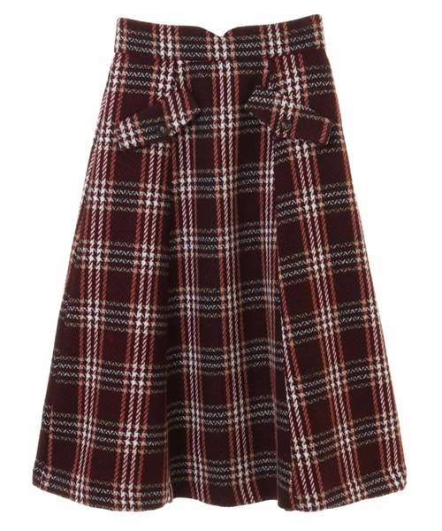31 Sons de mode(トランテアン ソン ドゥ モード)の「フラップ付きセミフレアチェックスカート(スカート・レディース・ブラック/レッド/ダークブラウン・36/38)」の9枚目の写真