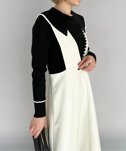 PICCIN（ピッチン）の「ワンサイドパールジャンスカ（ジャンパースカート・レディース・ブラック/アイボリー・M）」の13枚目の写真